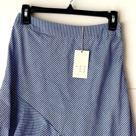 A New Day Women's Blue Striped High Low Ruffled Casual Skirt, Sz 2 - Picture 3 of 8